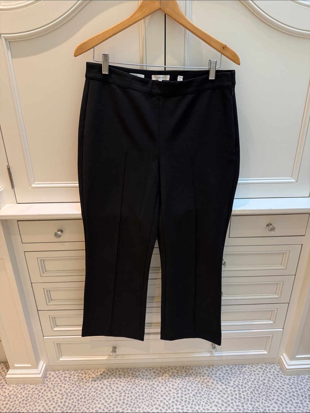 Vince Black Cropped Straight-Leg Ponte Pants